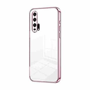 For Honor 20 Pro Transparent Plating Fine Hole Phone Case(Pink)