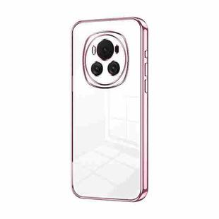For Honor Magic6 Transparent Plating Fine Hole Phone Case(Pink)