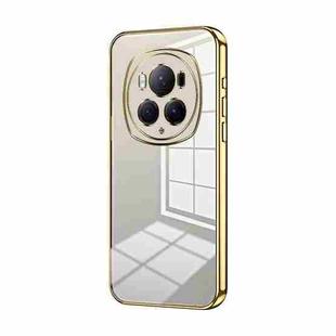 For Honor Magic6 Pro Transparent Plating Fine Hole Phone Case(Gold)