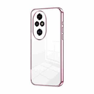 For Honor 200 Pro Transparent Plating Fine Hole Phone Case(Pink)