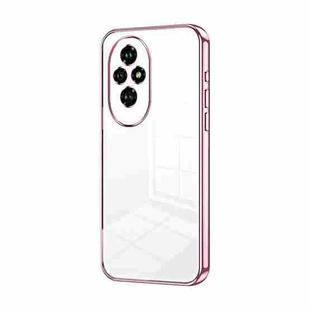 For Honor 200 Transparent Plating Fine Hole Phone Case(Pink)