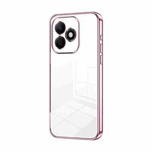 For Honor X60i Transparent Plating Fine Hole Phone Case(Pink)