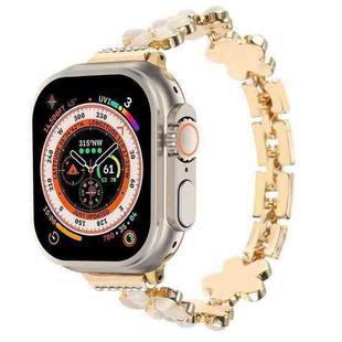 For Apple Watch Ultra 2 49mm 5-petaled Flower Zinc Alloy Chain Watch Band(Gold)
