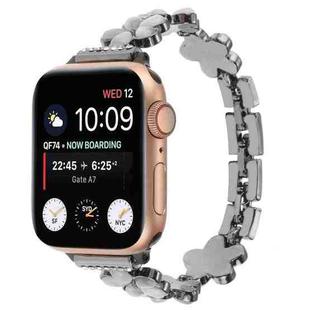 For Apple Watch Series 9 45mm 5-petaled Flower Zinc Alloy Chain Watch Band(Black)