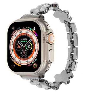 For Apple Watch Ultra 49mm 5-petaled Flower Zinc Alloy Chain Watch Band(Black)