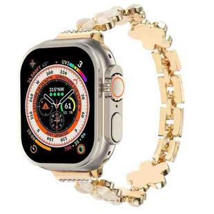 For Apple Watch Ultra 49mm 5-petaled Flower Zinc Alloy Chain Watch Band(Gold)