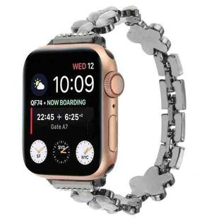 For Apple Watch Series 8 41mm 5-petaled Flower Zinc Alloy Chain Watch Band(Black)