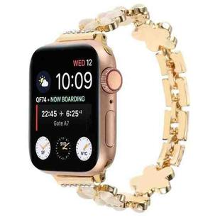 For Apple Watch Series 8 41mm 5-petaled Flower Zinc Alloy Chain Watch Band(Gold)