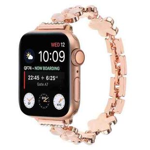 For Apple Watch Series 7 45mm 5-petaled Flower Zinc Alloy Chain Watch Band(Rose Gold)