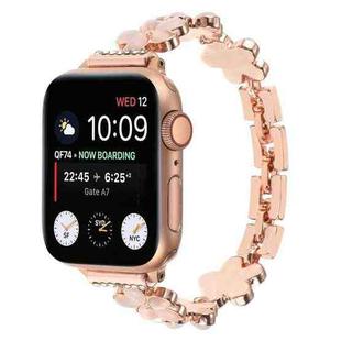 For Apple Watch SE 40mm 5-petaled Flower Zinc Alloy Chain Watch Band(Rose Gold)