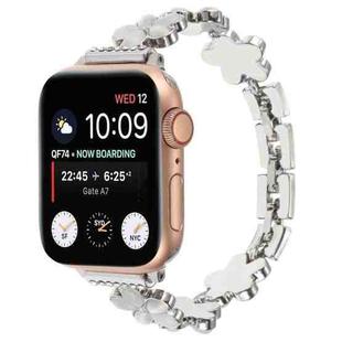 For Apple Watch Series 4 40mm 5-petaled Flower Zinc Alloy Chain Watch Band(Silver)