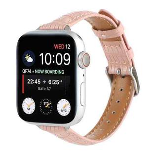 For Apple Watch Series 8 41mm Slim Crocodile Leather Watch Band(Pink)