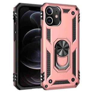 For iPhone 12 / 12 Pro Shockproof TPU + PC Protective Case with 360 Degree Rotating Holder(Rose Gold)