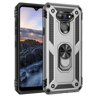 For LG Harmony 4 Shockproof TPU + PC Protective Case with 360 Degree Rotating Holder(Silver)