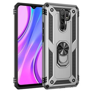 For Xiaomi Redmi 9 Shockproof TPU + PC Protective Case with 360 Degree Rotating Holder(Silver)
