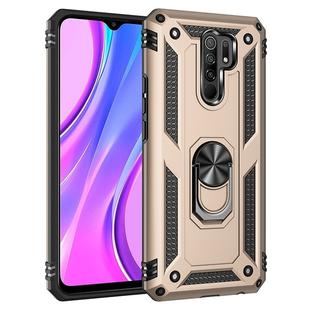 For Xiaomi Redmi 9 Shockproof TPU + PC Protective Case with 360 Degree Rotating Holder(Gold)