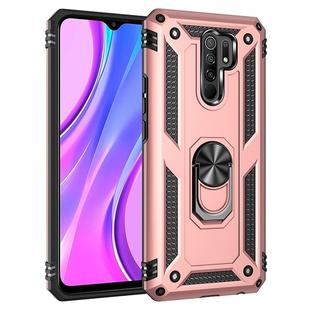 For Xiaomi Redmi 9 Shockproof TPU + PC Protective Case with 360 Degree Rotating Holder(Rose Gold)