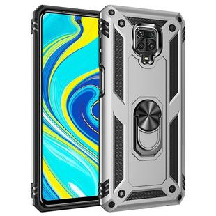 For Xiaomi Redmi Note 9 Pro Shockproof TPU + PC Protective Case with 360 Degree Rotating Holder(Silver)
