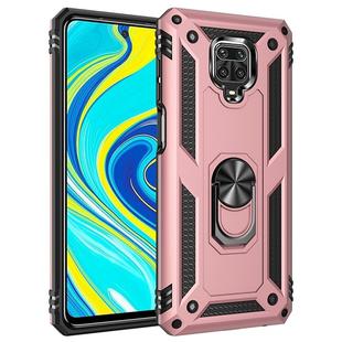 For Xiaomi Redmi Note 9 Pro Shockproof TPU + PC Protective Case with 360 Degree Rotating Holder(Rose Gold)