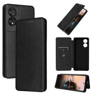 For TCL 40 NXTpaper 4G Carbon Fiber Texture Flip Leather Phone Case(Black)