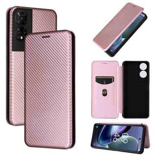 For TCL 50 5G Carbon Fiber Texture Flip Leather Phone Case(Pink)