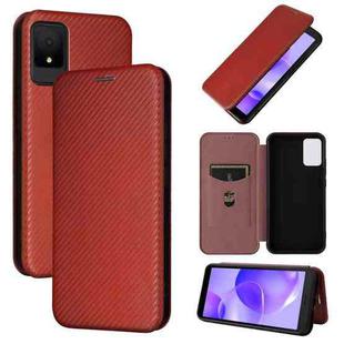 For TCL 502 Carbon Fiber Texture Flip Leather Phone Case(Brown)