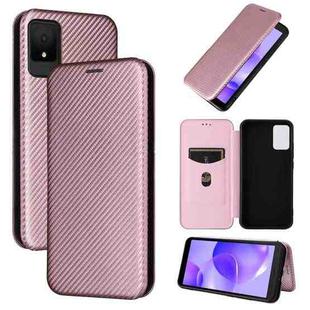 For TCL 502 Carbon Fiber Texture Flip Leather Phone Case(Pink)