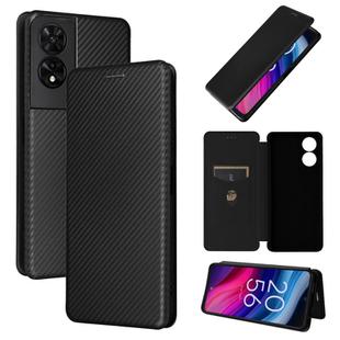 For TCL 505 Carbon Fiber Texture Flip Leather Phone Case(Black)