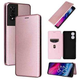 For TCL 505 Carbon Fiber Texture Flip Leather Phone Case(Pink)