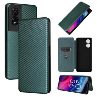 For TCL 505 Carbon Fiber Texture Flip Leather Phone Case(Green)