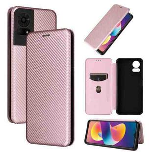 For TCL 50 LE 5G Carbon Fiber Texture Flip Leather Phone Case(Pink)