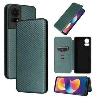 For TCL 50 LE 5G Carbon Fiber Texture Flip Leather Phone Case(Green)