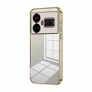 For Realme GT5 Transparent Plating Fine Hole Phone Case(Gold)