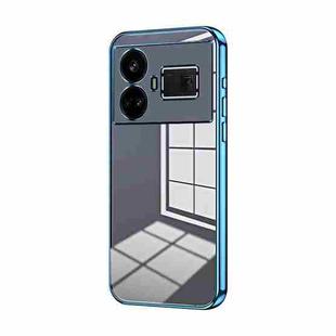 For Realme GT5 Transparent Plating Fine Hole Phone Case(Blue)
