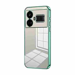 For Realme GT5 Transparent Plating Fine Hole Phone Case(Green)