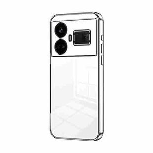 For Realme GT5 Transparent Plating Fine Hole Phone Case(Silver)