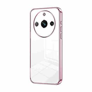 For Realme 11 Pro / 11 Pro+ Transparent Plating Fine Hole Phone Case(Pink)