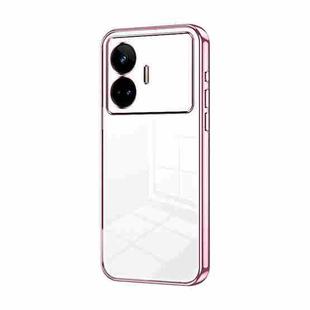 For Realme GT Neo 5 SE Transparent Plating Fine Hole Phone Case(Pink)