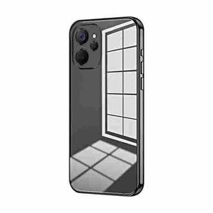 For Realme 9i 5G / 10 5G / 10T Transparent Plating Fine Hole Phone Case(Black)