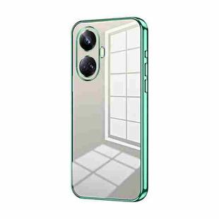 For Realme 10 Pro+ Transparent Plating Fine Hole Phone Case(Green)
