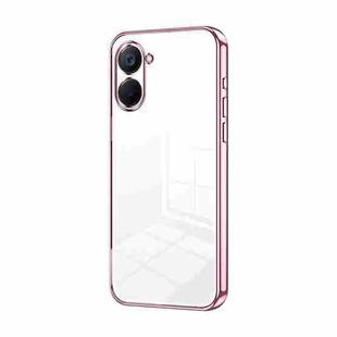 For Realme V20 Transparent Plating Fine Hole Phone Case(Pink)