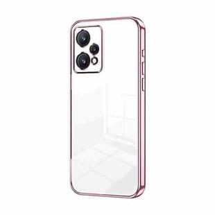For Realme 9 Pro+ / Narzo 50 Pro Transparent Plating Fine Hole Phone Case(Pink)