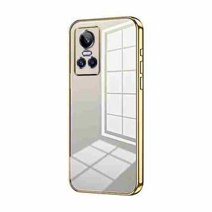 For Realme GT Neo 3 Transparent Plating Fine Hole Phone Case(Gold)