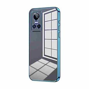 For Realme GT Neo 3 Transparent Plating Fine Hole Phone Case(Blue)