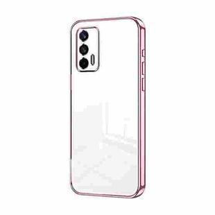 For Realme GT 5G / Q3 Pro 5G Transparent Plating Fine Hole Phone Case(Pink)