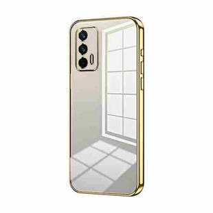 For Realme GT 5G / Q3 Pro 5G Transparent Plating Fine Hole Phone Case(Gold)
