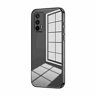 For Realme GT 5G / Q3 Pro 5G Transparent Plating Fine Hole Phone Case(Black)