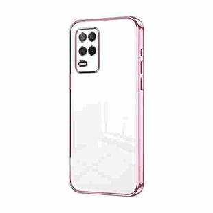 For Realme V13 5G / Q3i 5G Transparent Plating Fine Hole Phone Case(Pink)