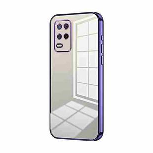For Realme 8 5G Transparent Plating Fine Hole Phone Case(Purple)