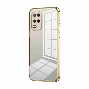 For Realme 8 5G Transparent Plating Fine Hole Phone Case(Gold)